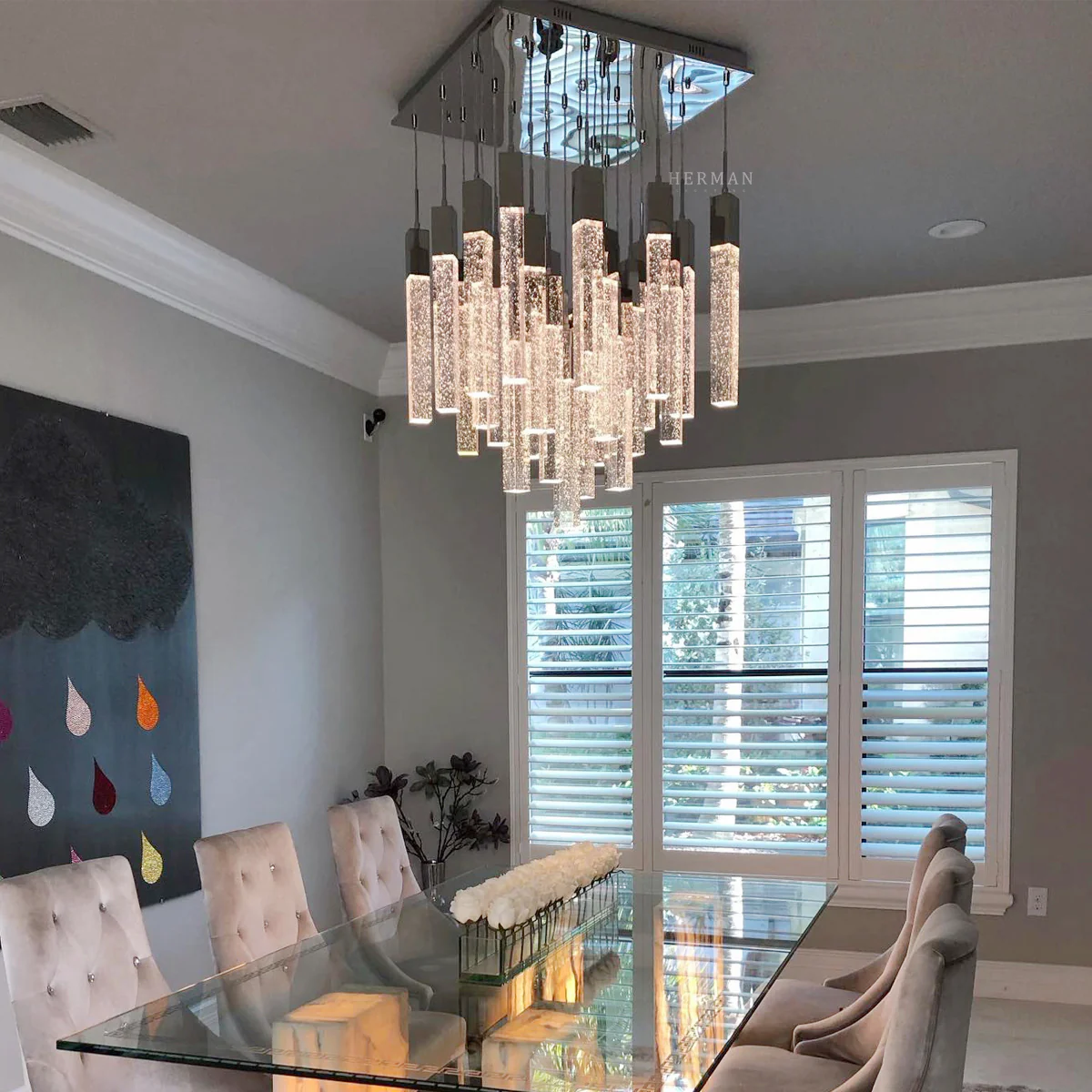 Sparkling Night Cylinder Chandelier// 13 Light - Image 4