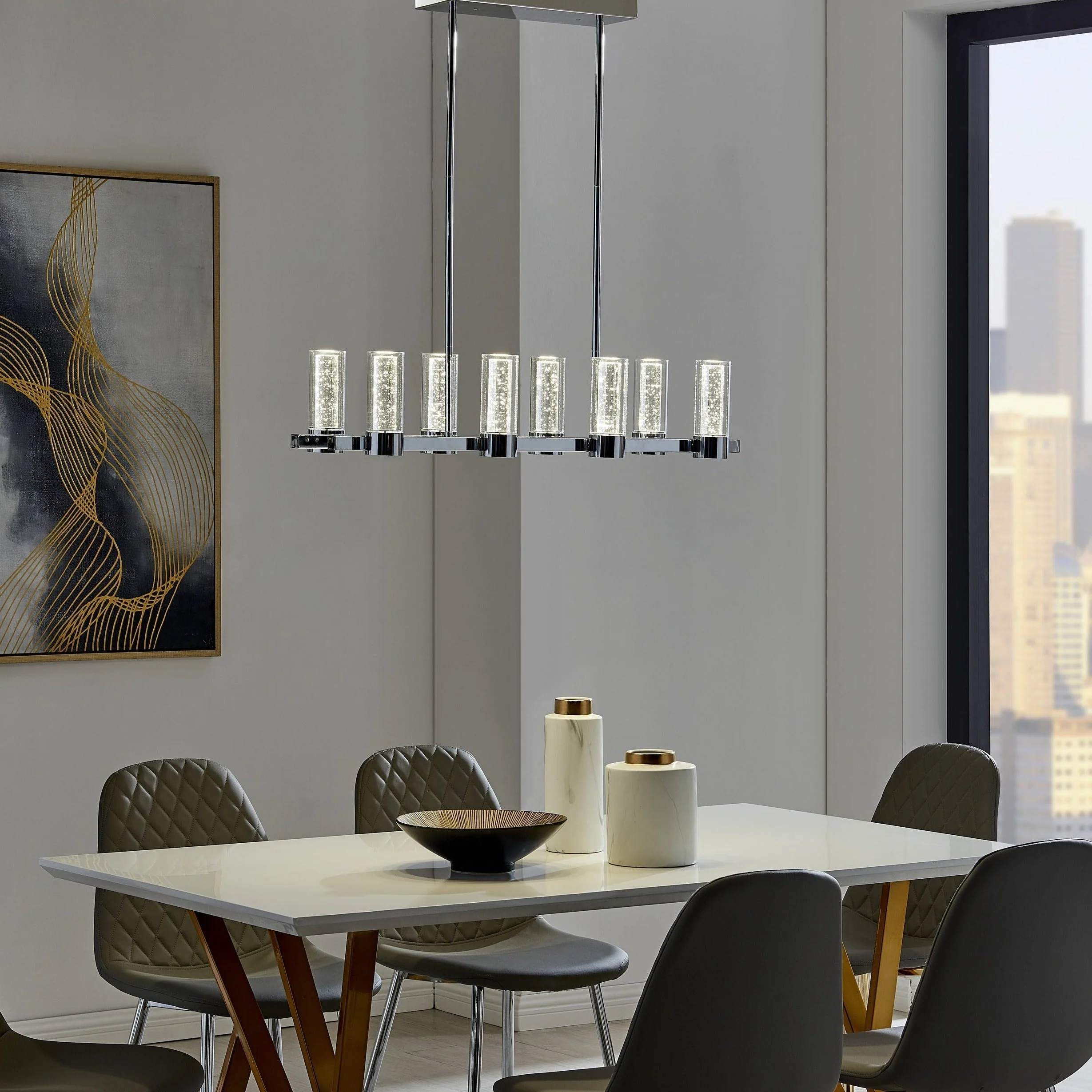 Sparkling Night LED Rectangular Chandelier//  8 Lights - Image 4