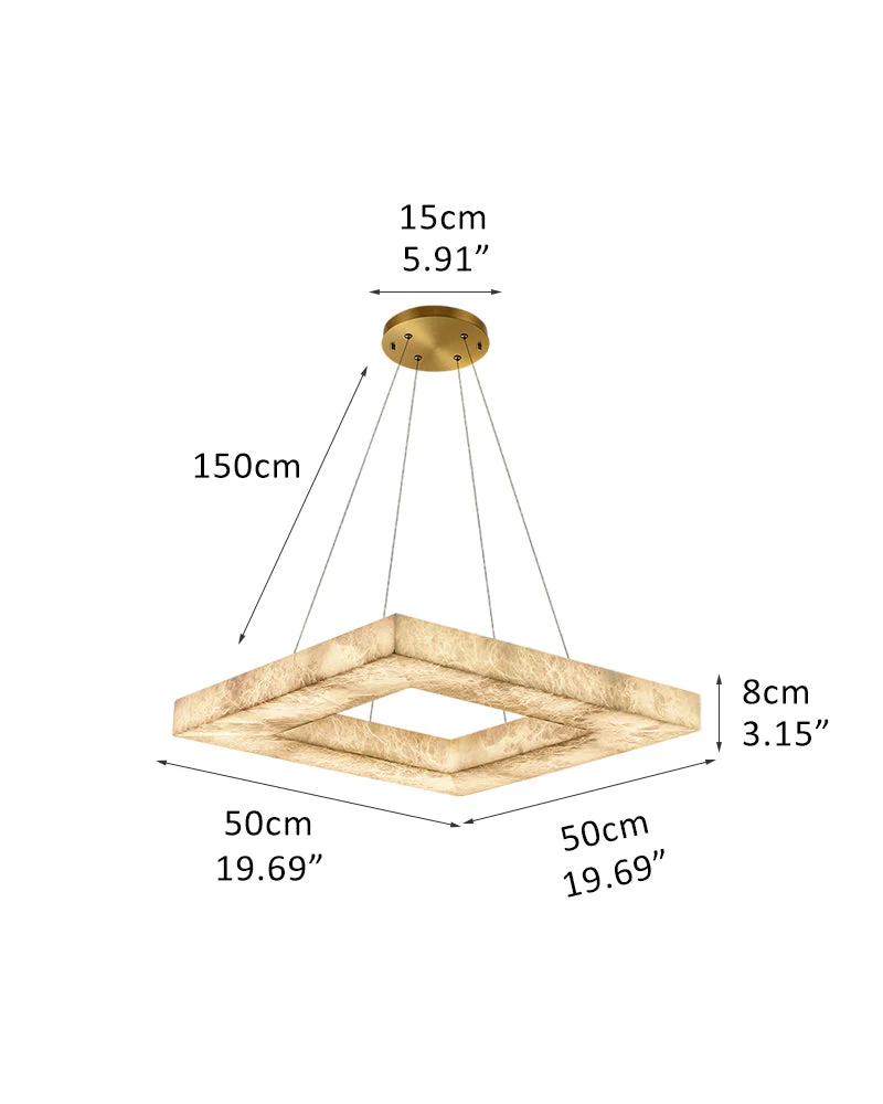 Square/Rectangle Large Alabaster Chandelier, 20" 24" 32" 40" 58" 60" 71" 79" Dia - Image 11