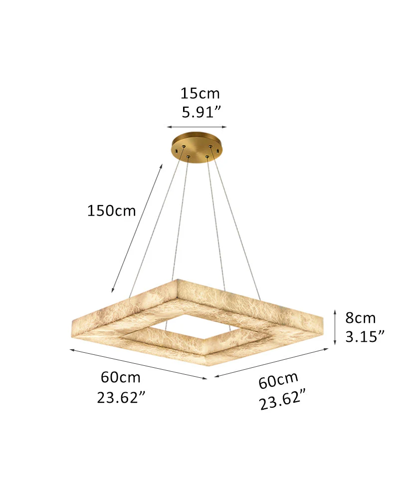 Square/Rectangle Large Alabaster Chandelier, 20" 24" 32" 40" 58" 60" 71" 79" Dia - Image 13