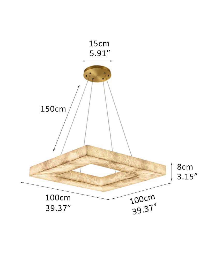 Square/Rectangle Large Alabaster Chandelier, 20" 24" 32" 40" 58" 60" 71" 79" Dia - Image 16