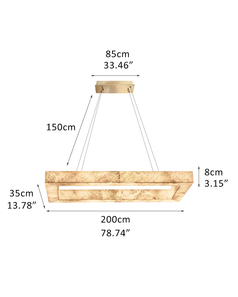Square/Rectangle Large Alabaster Chandelier, 20" 24" 32" 40" 58" 60" 71" 79" Dia - Image 20