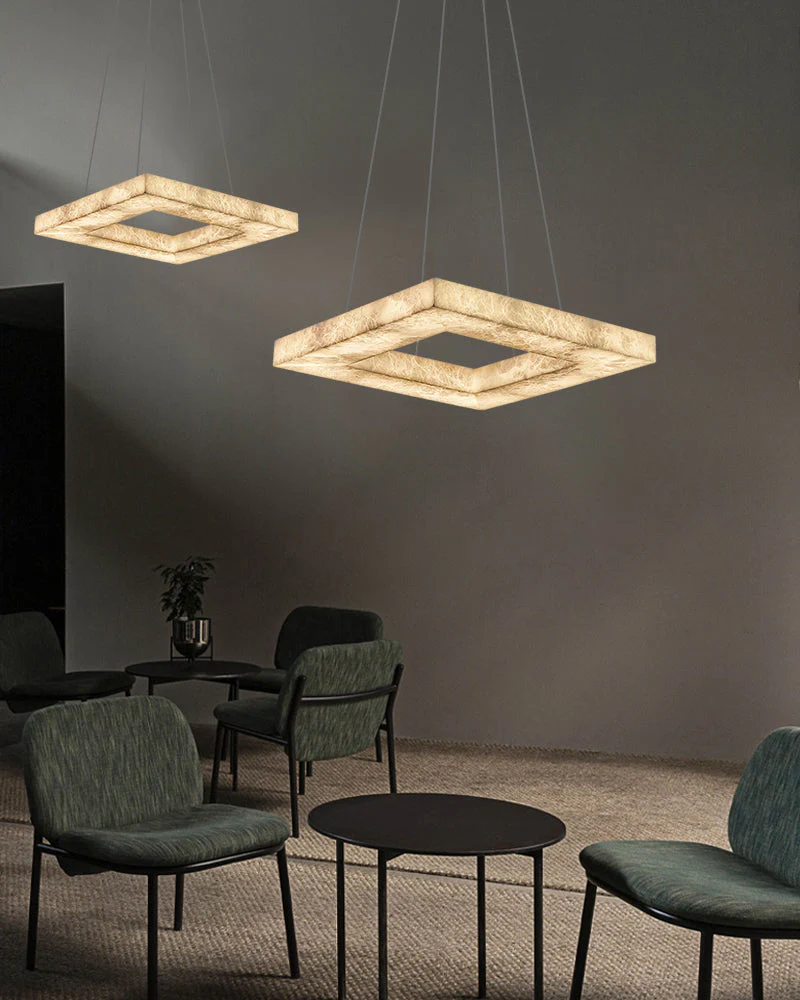 Square/Rectangle Large Alabaster Chandelier, 20" 24" 32" 40" 58" 60" 71" 79" Dia - Image 5