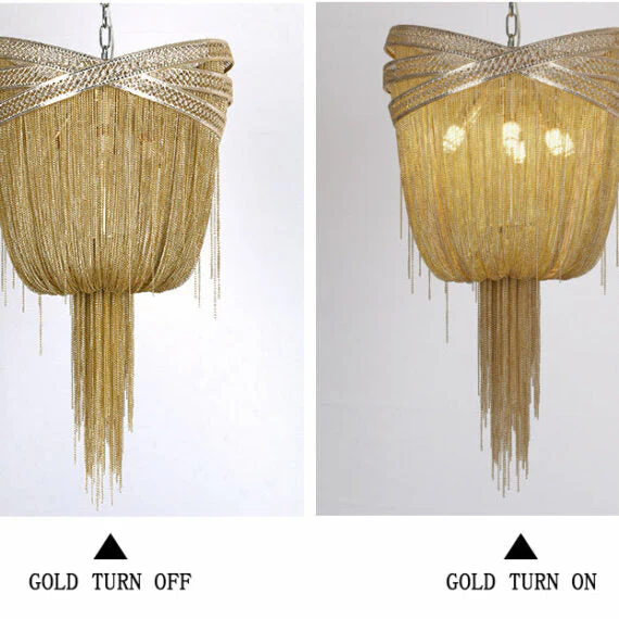Stacking Rings Chain Tassel Pendant Chandelier - Image 12