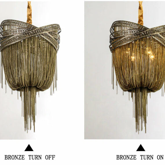 Stacking Rings Chain Tassel Pendant Chandelier - Image 14