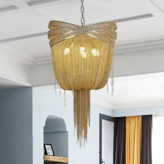 Stacking Rings Chain Tassel Pendant Chandelier - Image 6