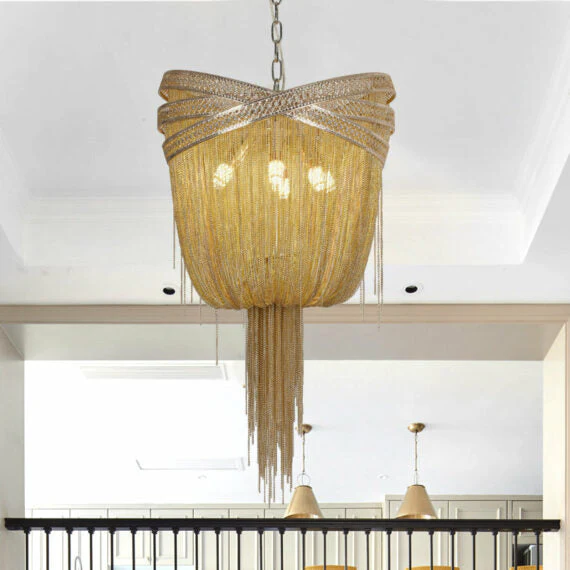Stacking Rings Chain Tassel Pendant Chandelier - Image 7