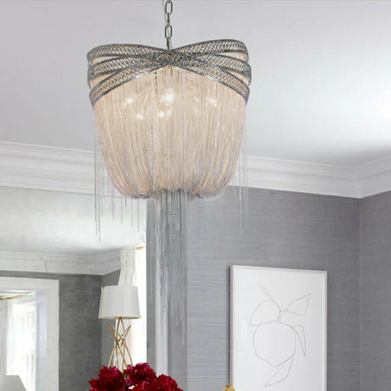 Stacking Rings Chain Tassel Pendant Chandelier - Image 9