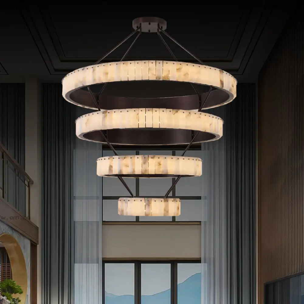 Tiered Alabaster Spiral Chandelier - Image 4