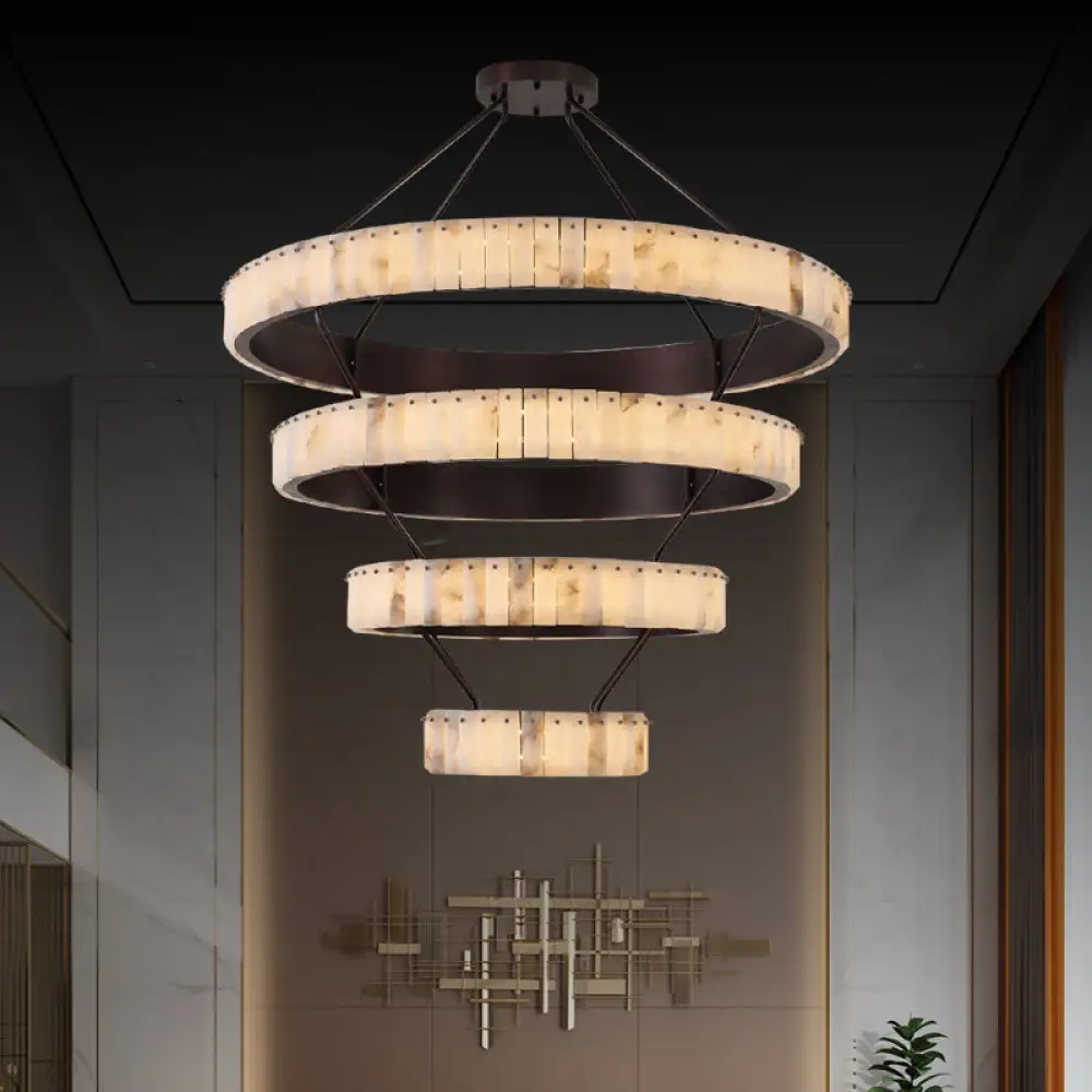 Tiered Alabaster Spiral Chandelier - Image 7