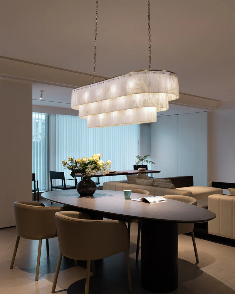 Stairwell Luxury Modern LED High Ceiling Large Alabaster Chandelier - Image 11