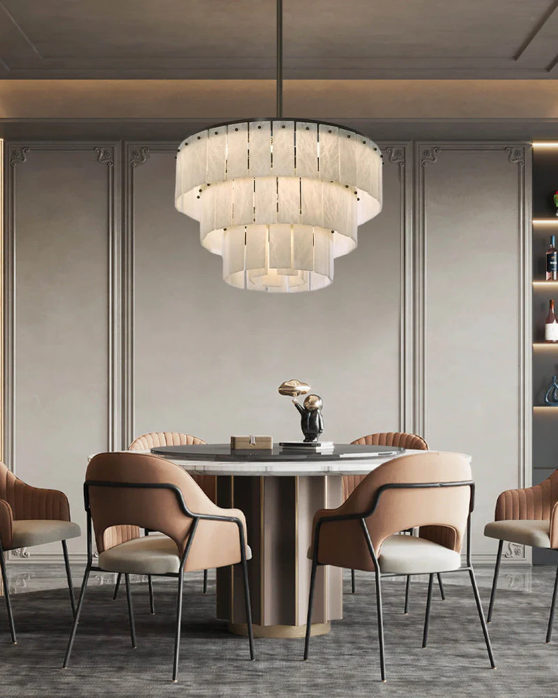 Stairwell Luxury Modern LED High Ceiling Large Alabaster Chandelier - Image 14