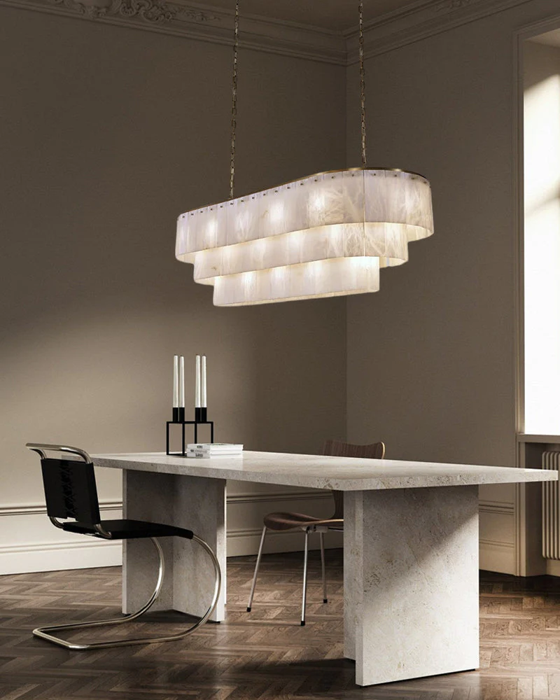 Stairwell Luxury Modern LED High Ceiling Large Alabaster Chandelier - Image 6