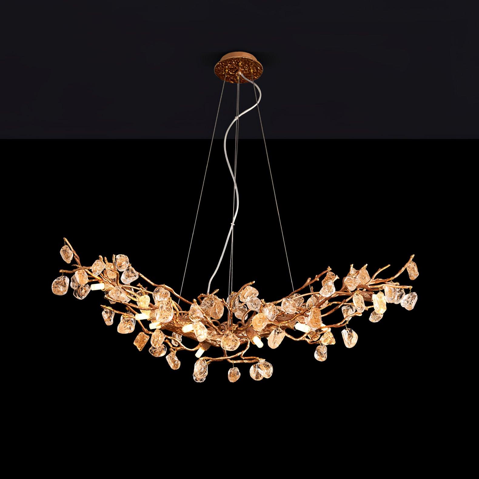 Stone Crystal Brass Chandelier - Image 10