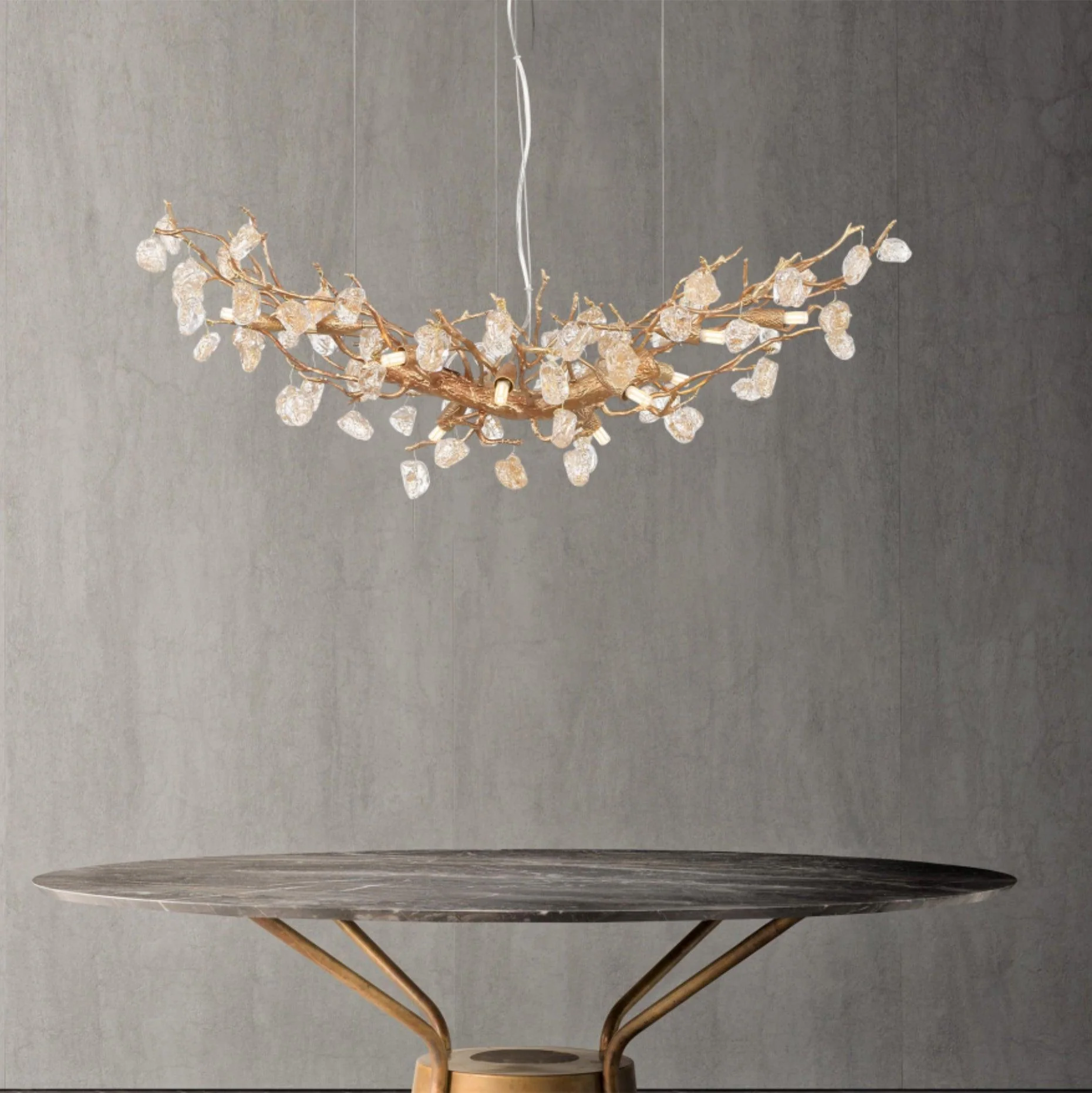 Stone Crystal Brass Chandelier - Image 11