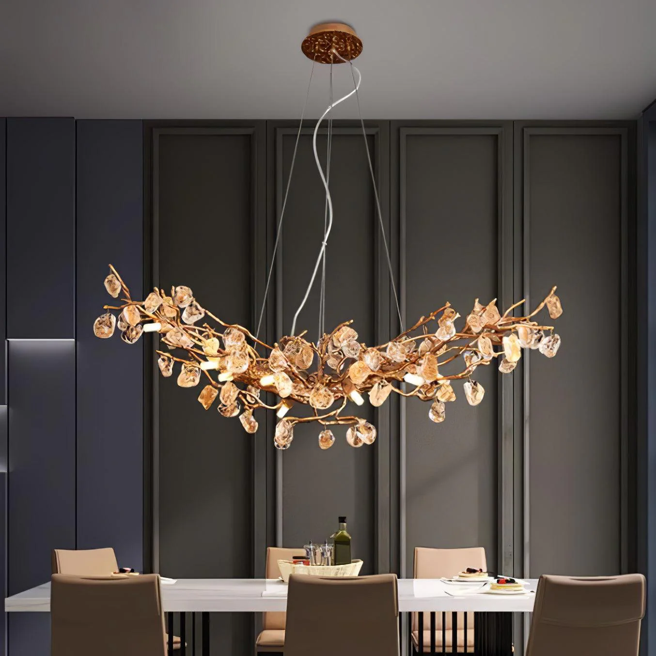 Stone Crystal Brass Chandelier - Image 17