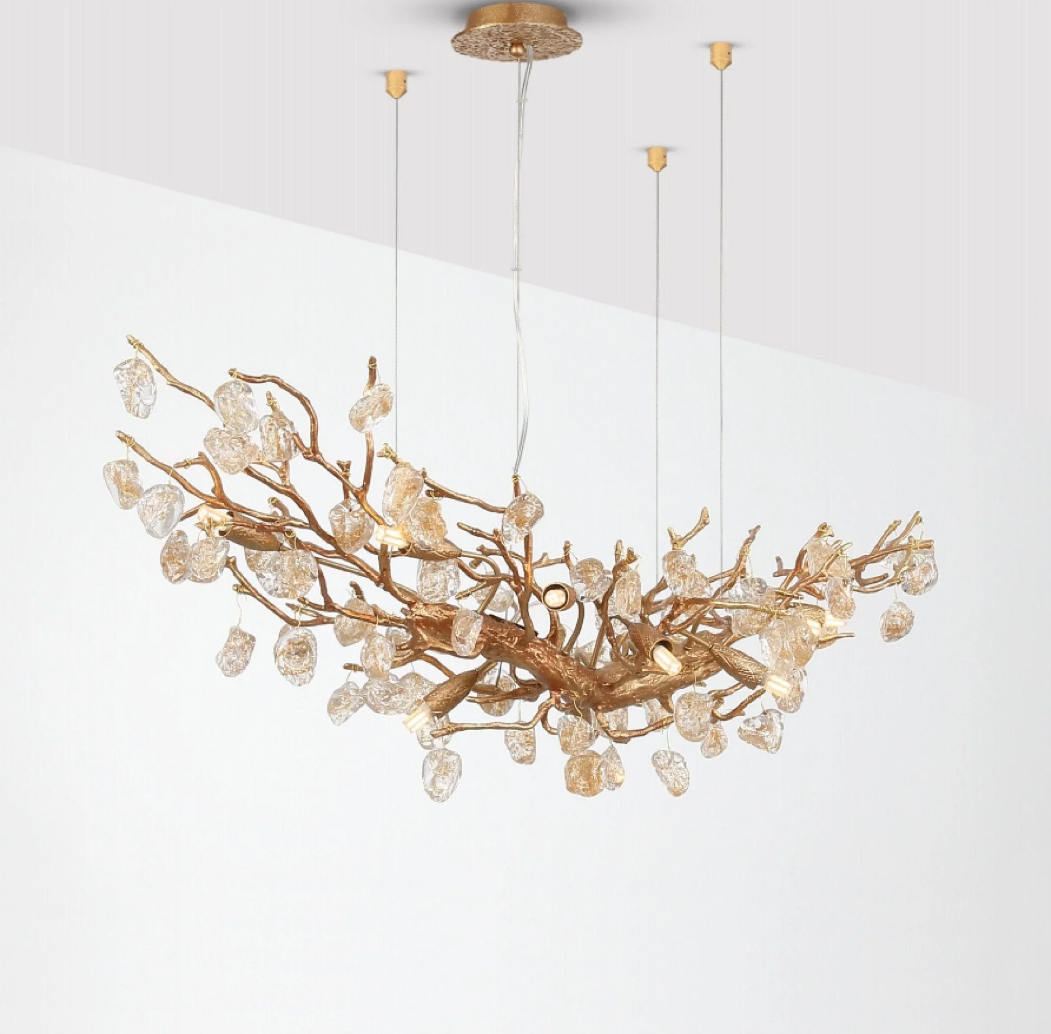 Stone Crystal Brass Chandelier - Image 7