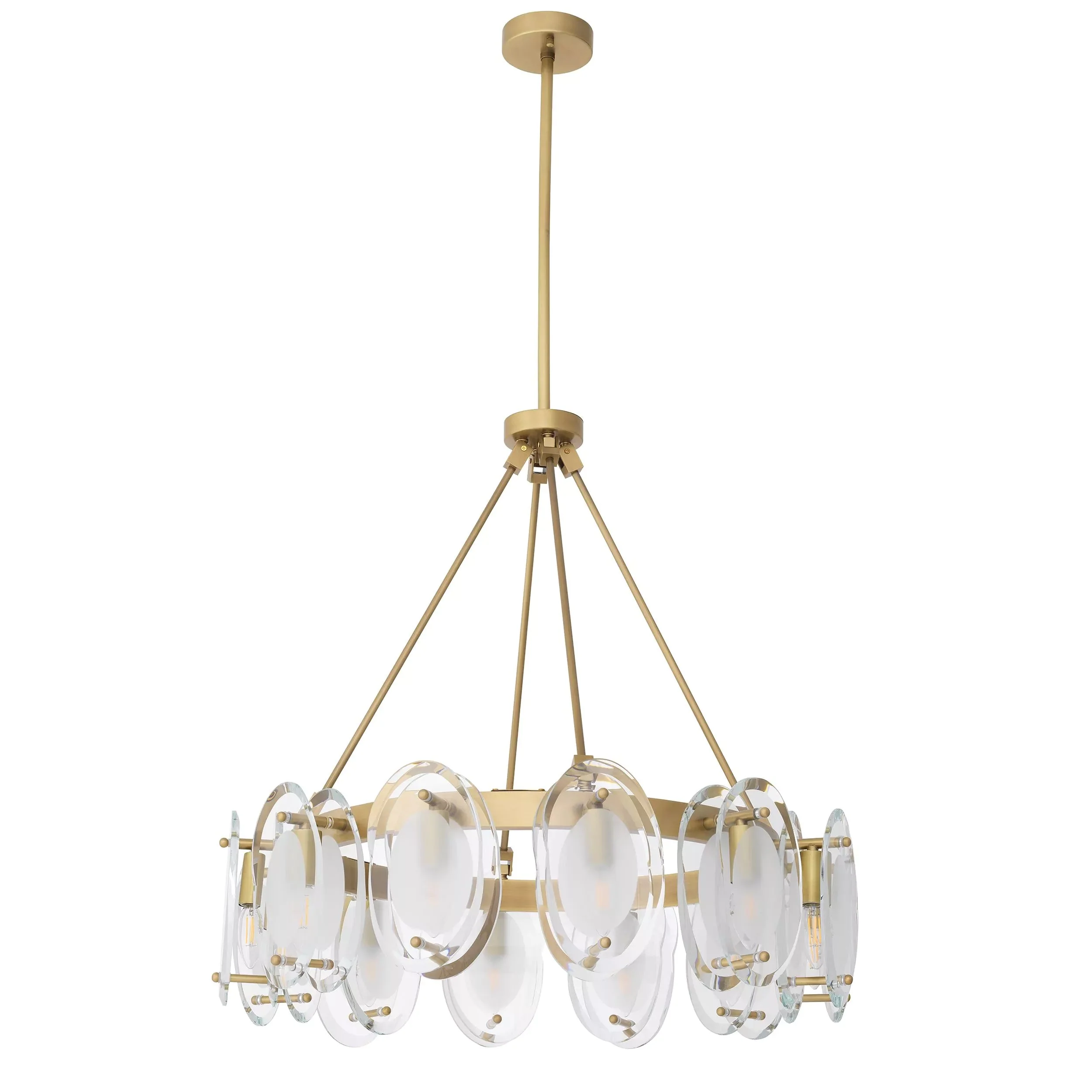 Sublime Modern Brass Chandelier [Antique Brass Finish/Bevelled Glass] - Image 2