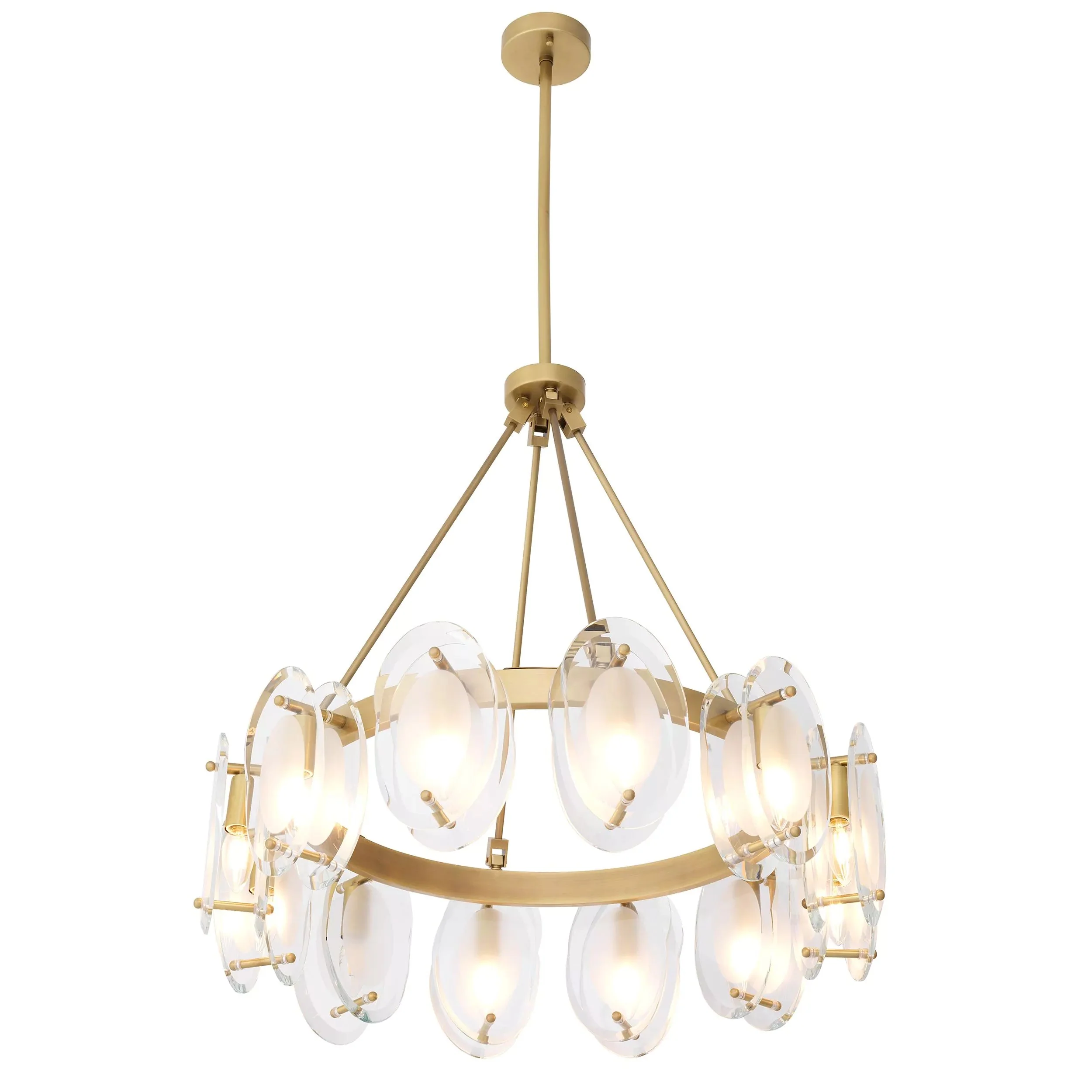 Sublime Modern Brass Chandelier [Antique Brass Finish/Bevelled Glass] - Image 3