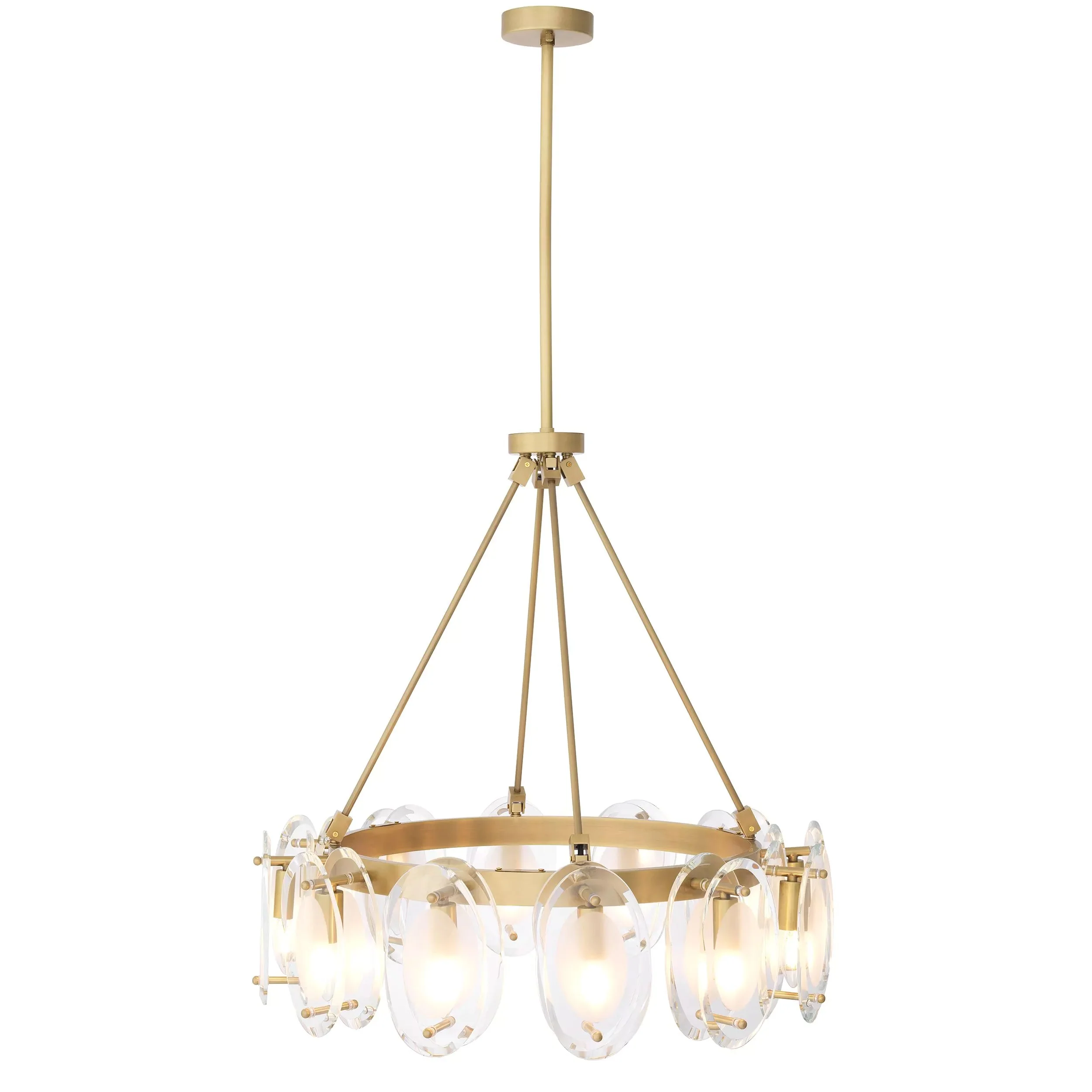 Sublime Modern Brass Chandelier [Antique Brass Finish/Bevelled Glass] - Image 4