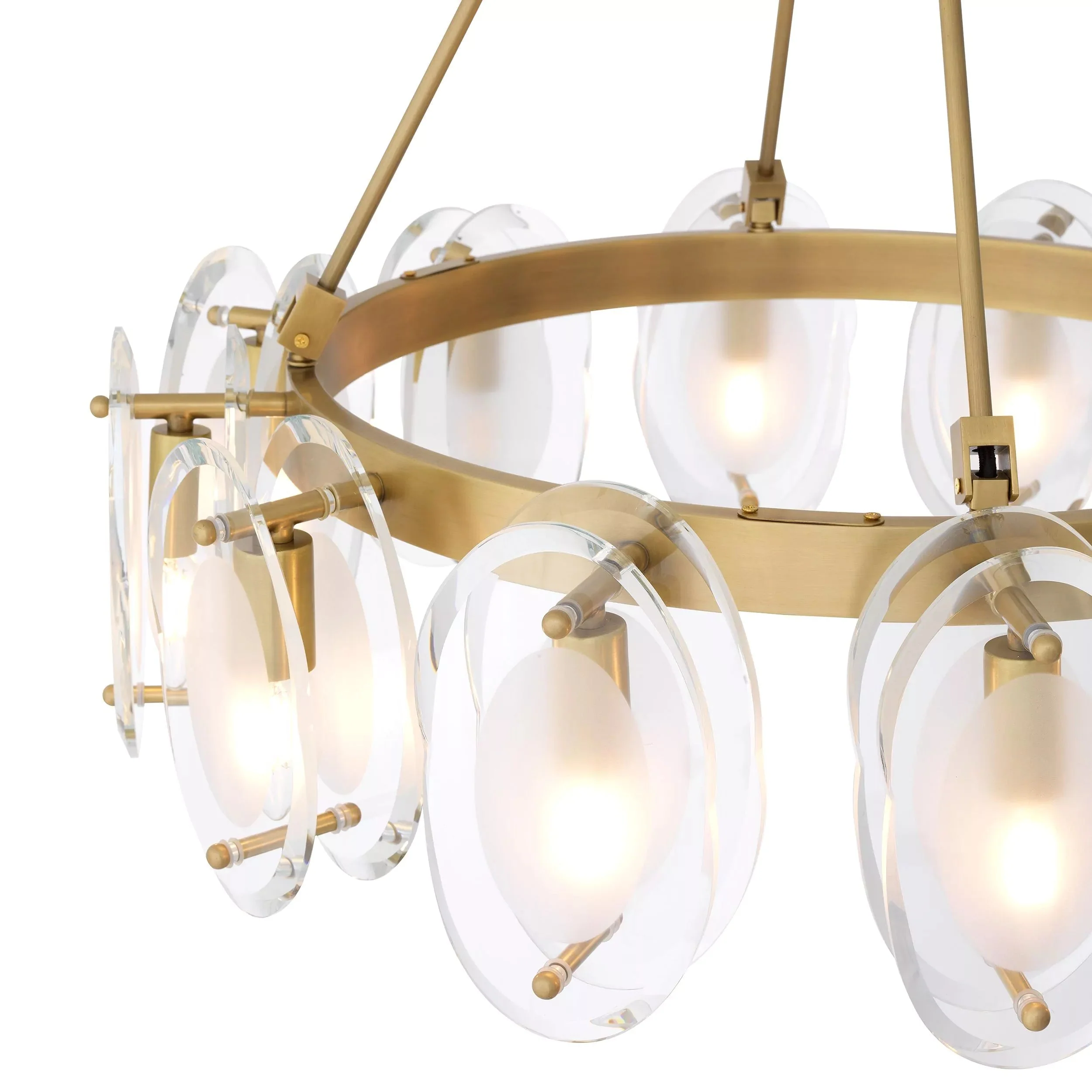 Sublime Modern Brass Chandelier [Antique Brass Finish/Bevelled Glass] - Image 5