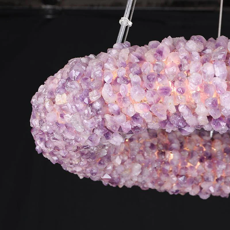 Tadeo Purple Rock Crystal Round Luxury Chandelier - Image 2