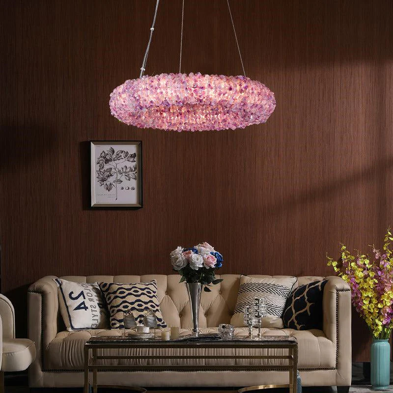 Tadeo Purple Rock Crystal Round Luxury Chandelier - Image 4