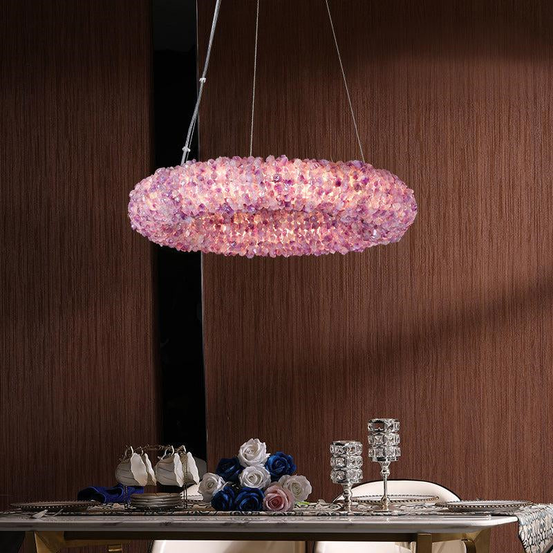 Tadeo Purple Rock Crystal Round Luxury Chandelier - Image 5