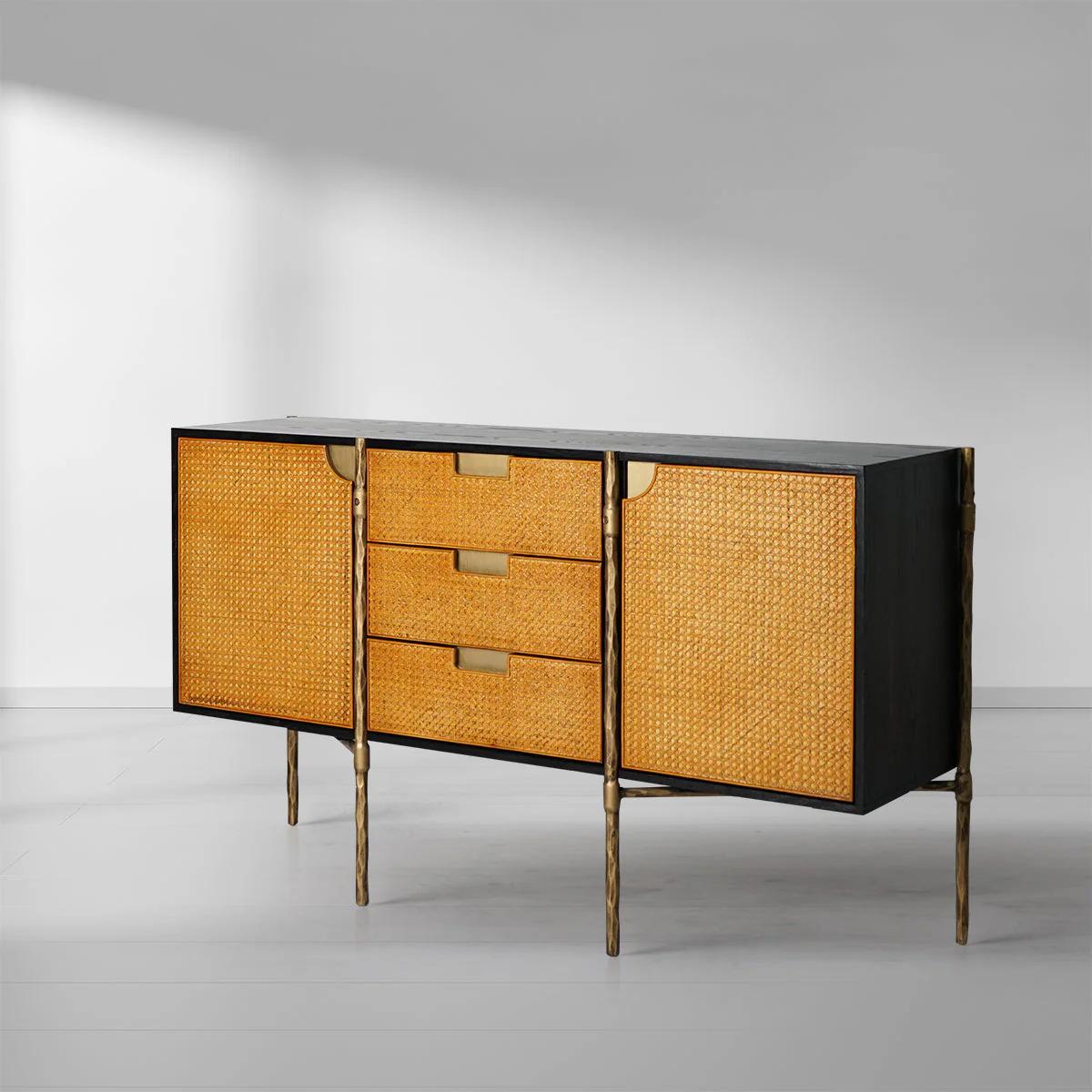 Hand-Forged Metal Metal Frame Rattan Side Cabinet - Image 12