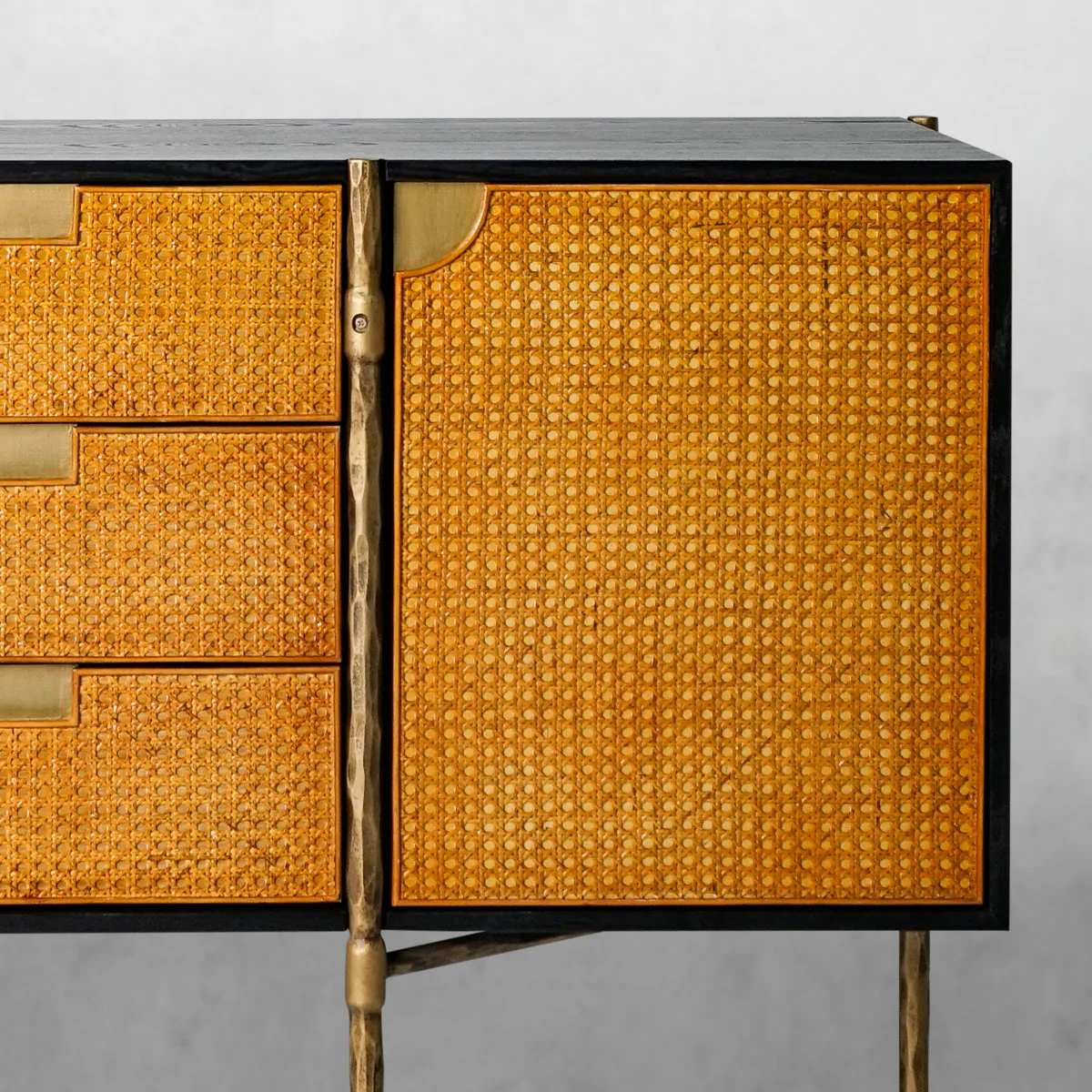 Hand-Forged Metal Metal Frame Rattan Side Cabinet - Image 5