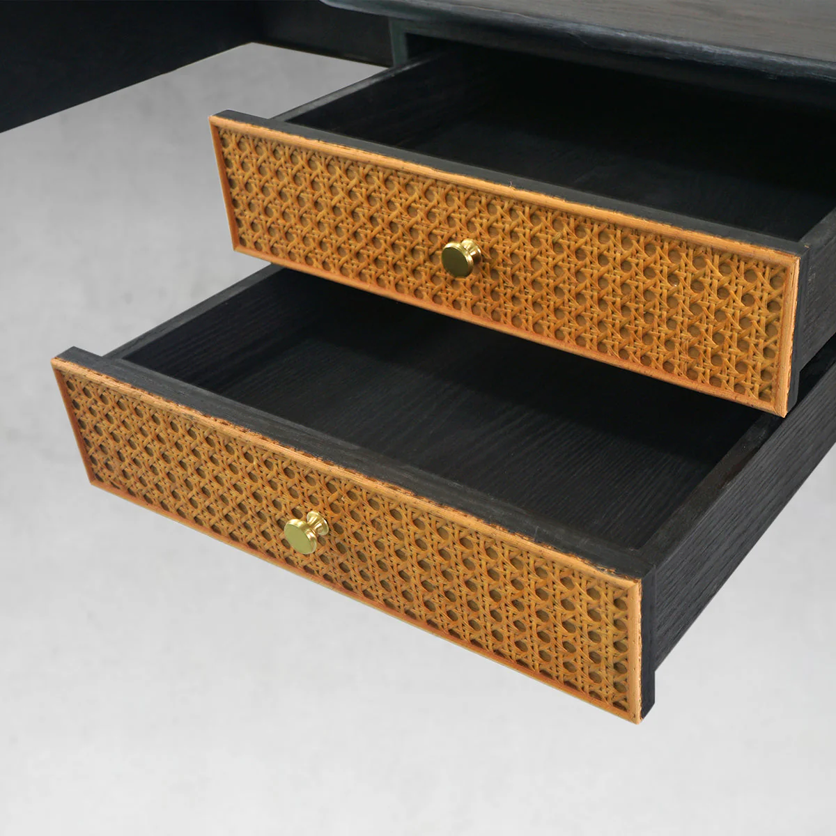 Hand-Forged Metal Retro Brass Iron Frame Rattan Desk - Image 5
