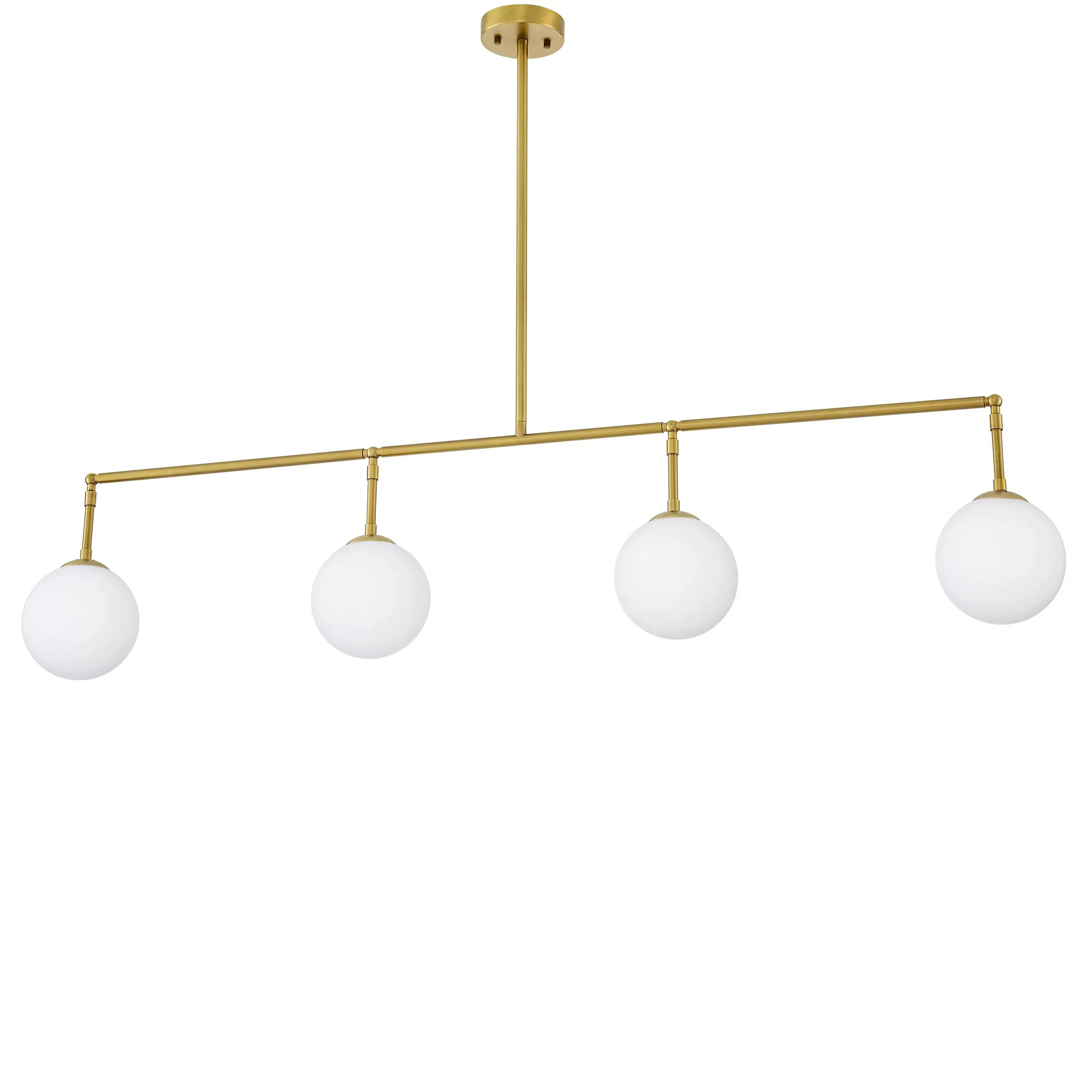 Tara Modern Brass Chandelier - (Antique Brass Finish | White Glass) - Image 2
