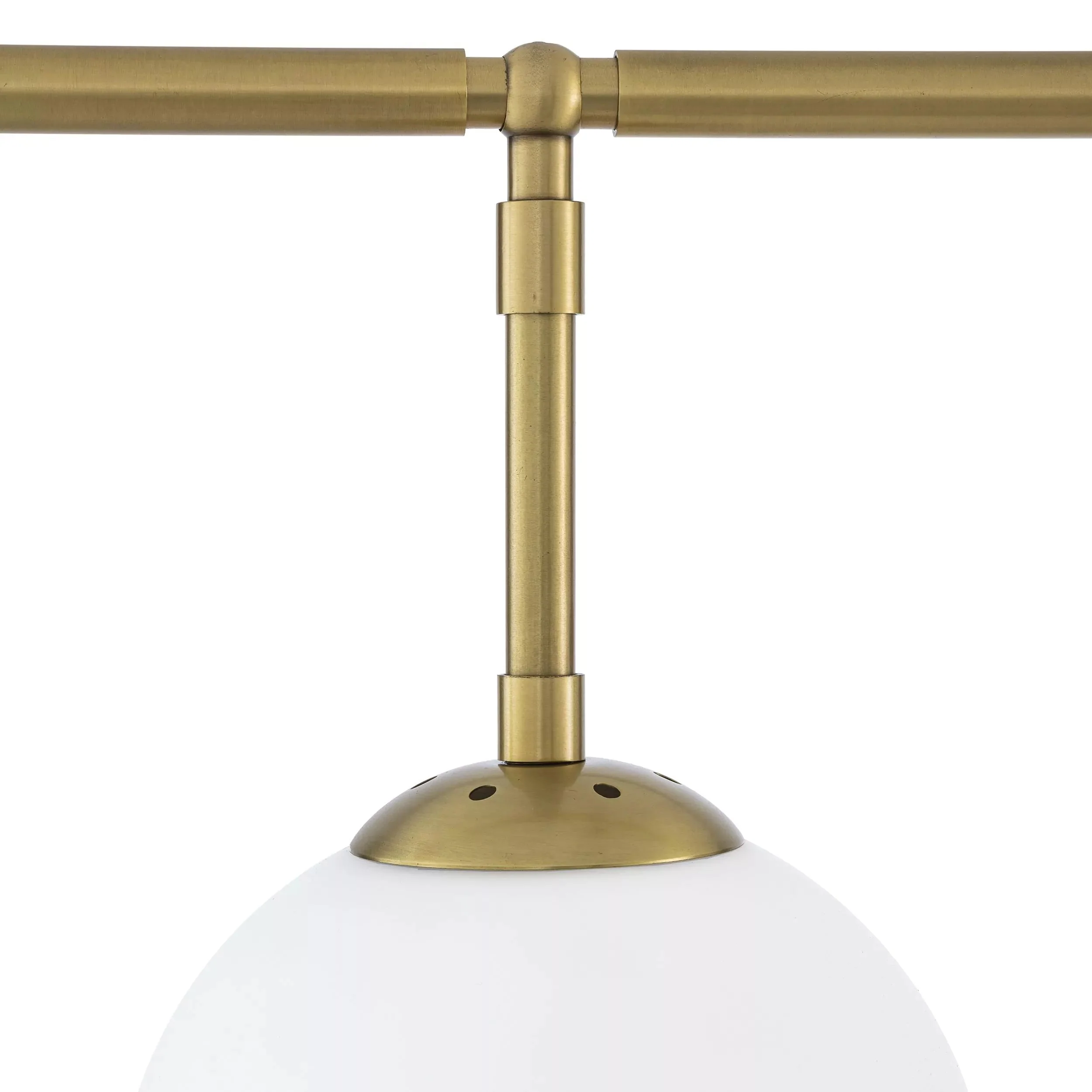 Tara Modern Brass Chandelier - (Antique Brass Finish | White Glass) - Image 4