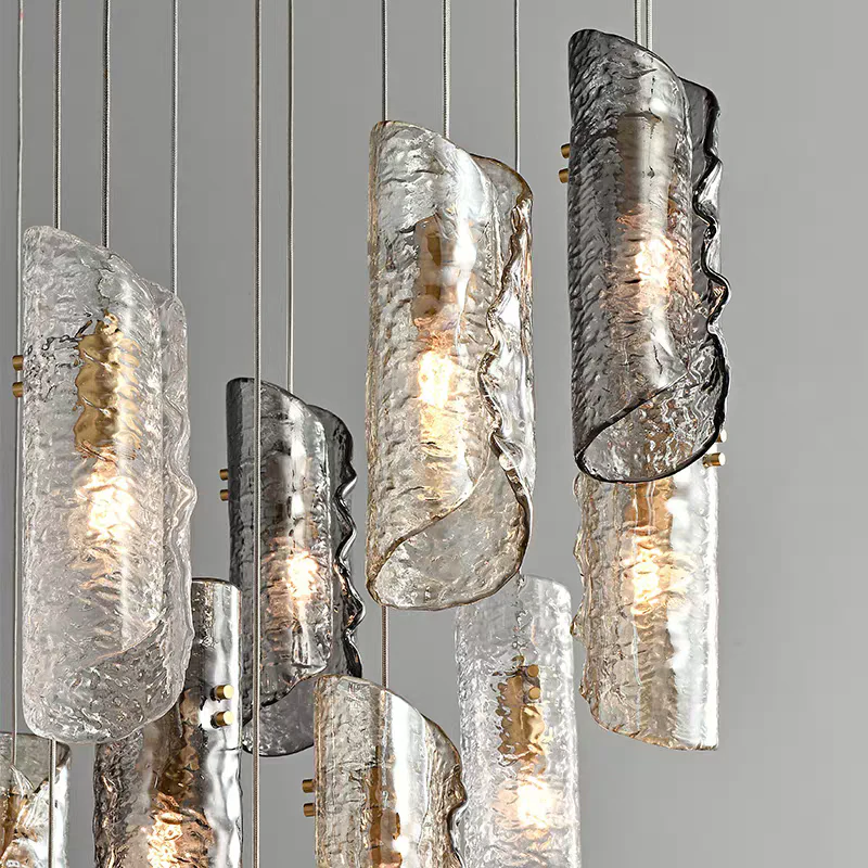 Artisan Textured Glass Shades Multi Light Chandelier by Aurorae Lighting - Image 14