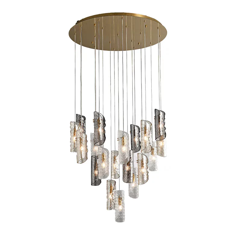 Artisan Textured Glass Shades Multi Light Chandelier by Aurorae Lighting - Image 3