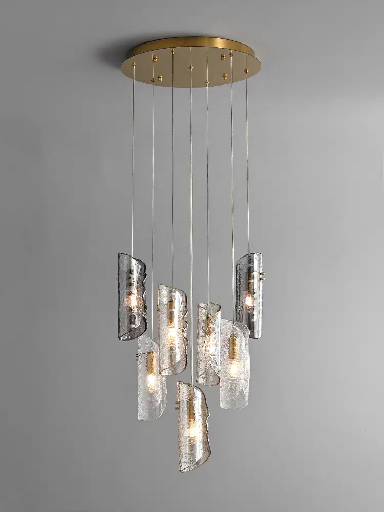 Artisan Textured Glass Shades Multi Light Chandelier by Aurorae Lighting - Image 5