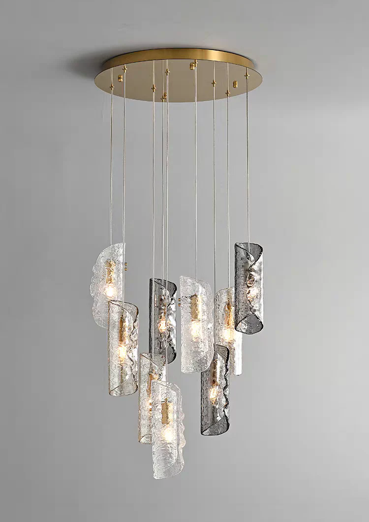 Artisan Textured Glass Shades Multi Light Chandelier by Aurorae Lighting - Image 6