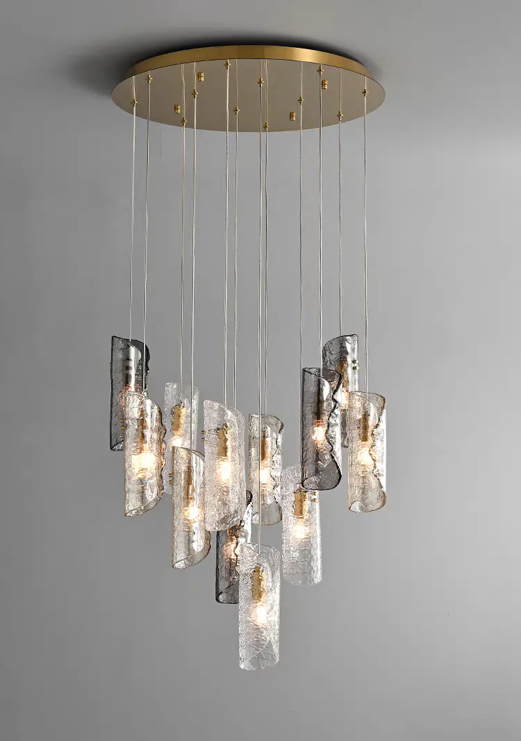 Artisan Textured Glass Shades Multi Light Chandelier by Aurorae Lighting - Image 7