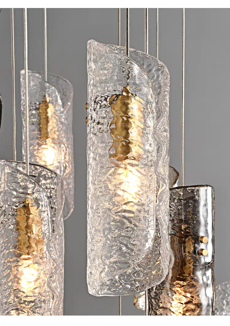 Artisan Textured Glass Shades Multi Light Chandelier by Aurorae Lighting - Image 9