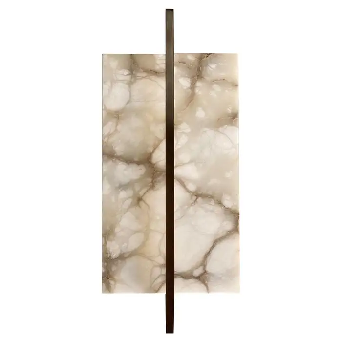 Tile Alabaster and Bronze Rectangular Sconce - Image 2