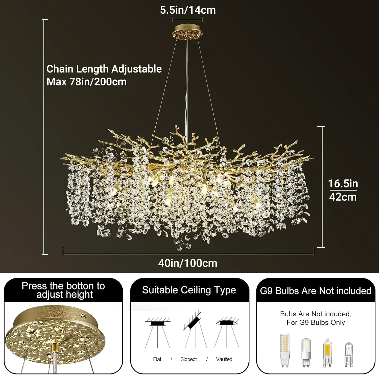 Solara Round Tree Branch Chandelier 30" 40" 55" Tree Branch - Image 47