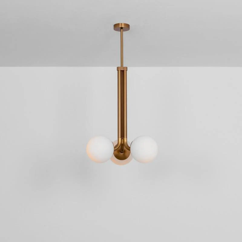 Tubular 3-Light Modern Brass Chandelier - Image 7