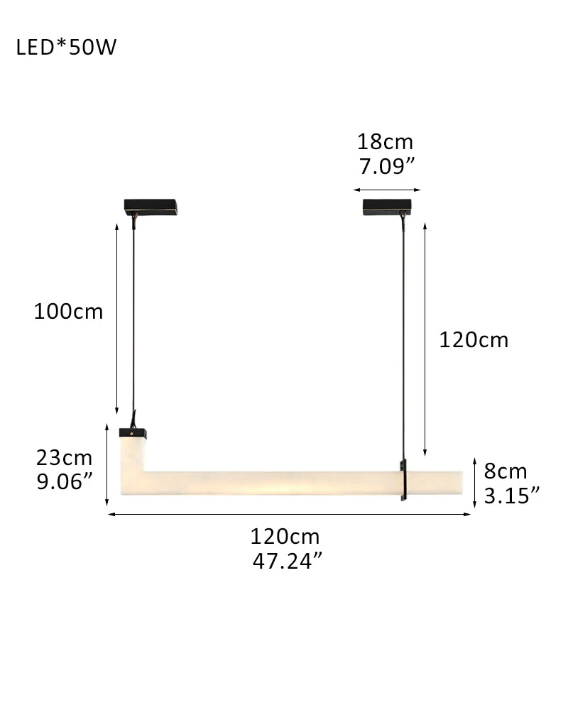 Up & Down Lighting Linear Brown Leather Alabaster Linear Pendant Lights Long 39“ 47” - Image 13