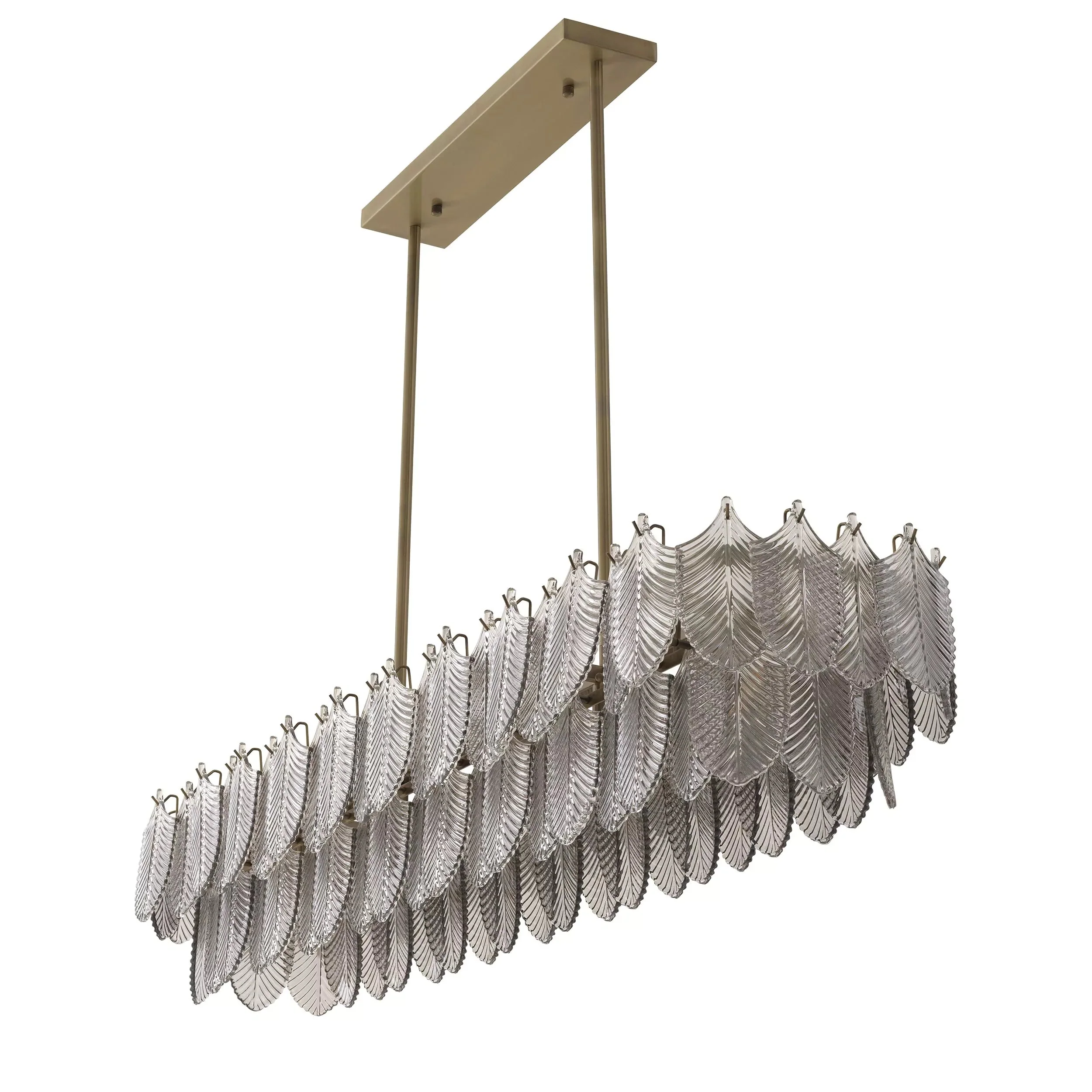 Verbier Rectangle Modern Brass Chandelier - (Light Brushed Brass Finish/Smoke Glass) - Image 2