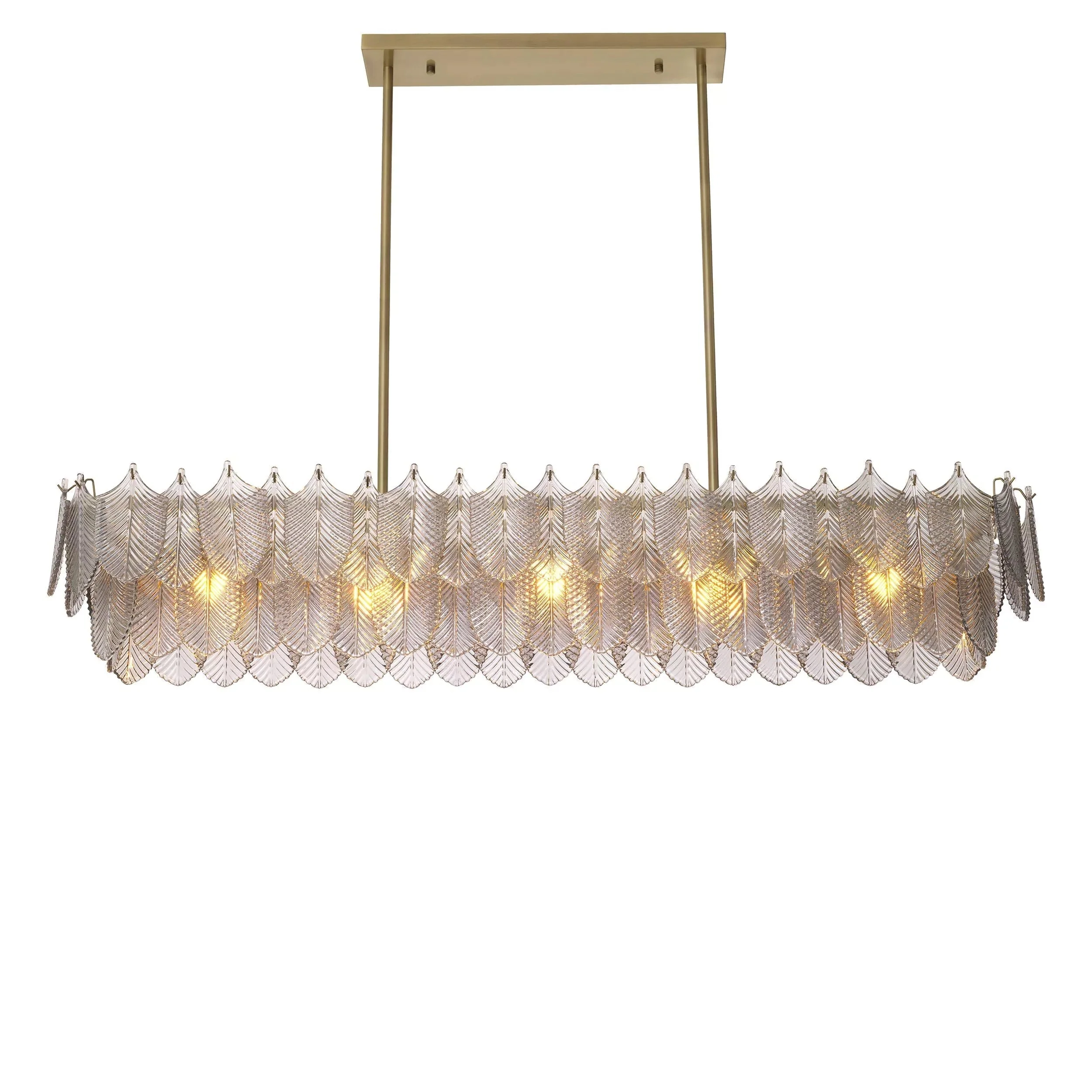Verbier Rectangle Modern Brass Chandelier - (Light Brushed Brass Finish/Smoke Glass) - Image 3