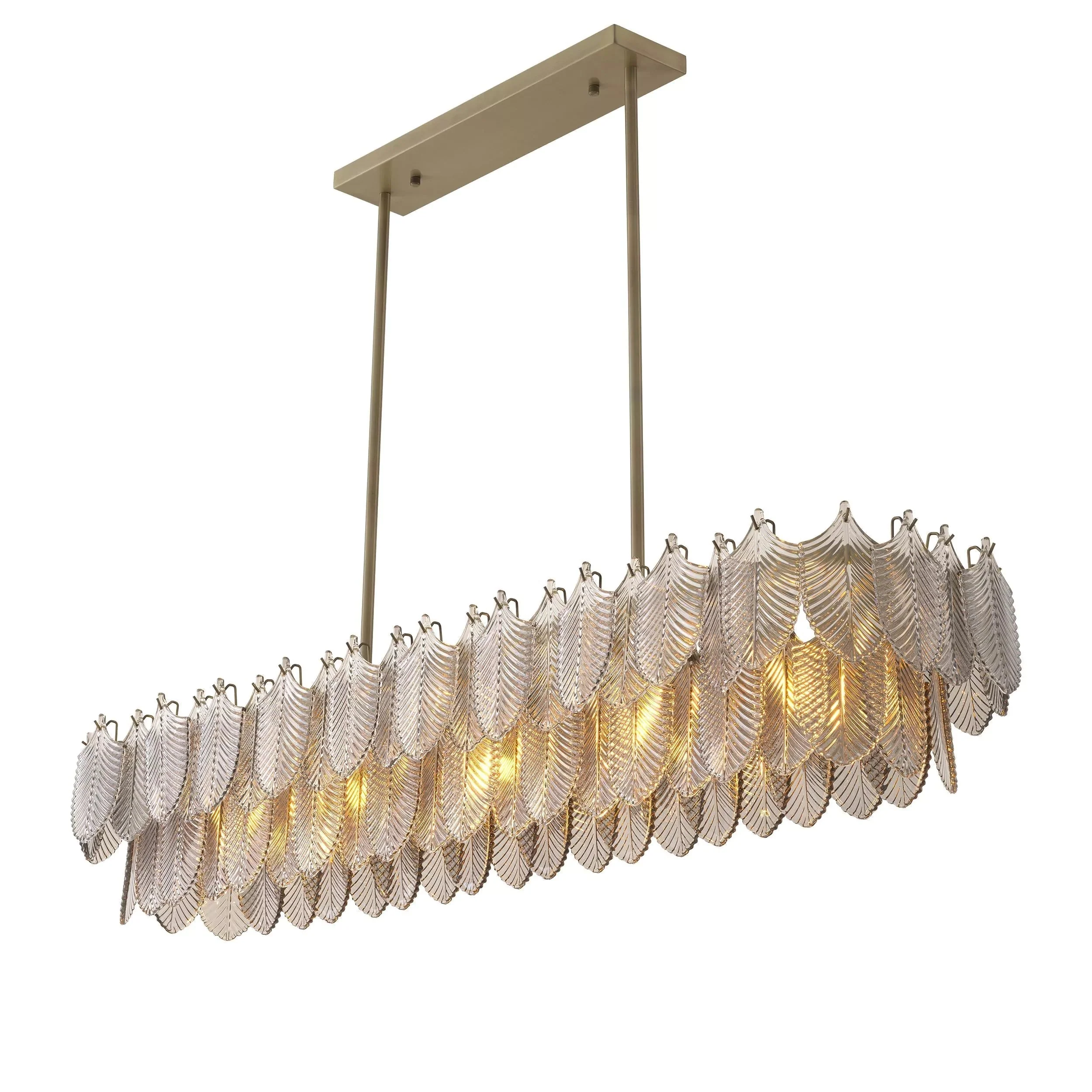Verbier Rectangle Modern Brass Chandelier - (Light Brushed Brass Finish/Smoke Glass) - Image 4
