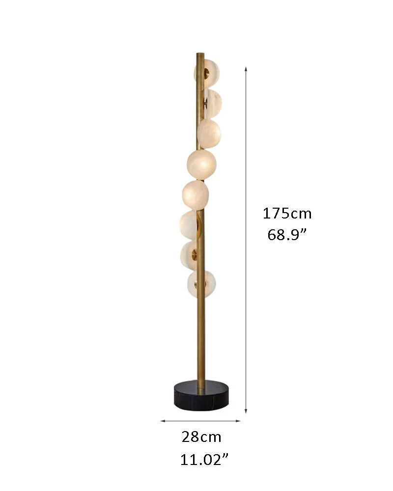 Vertical Antique Alabaster Globes in semi-flush fixtures Standing Marble Floor lamp - Image 11