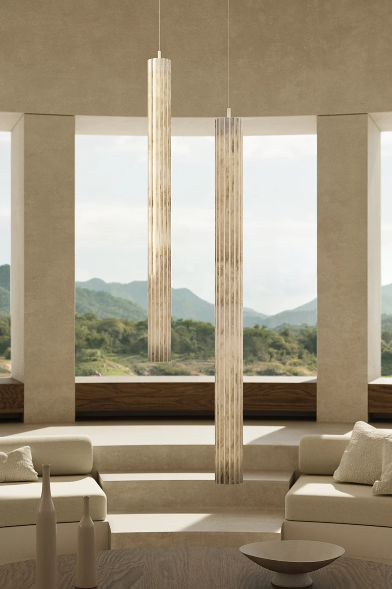 Vertical Roller Alabaster Pendant Light - Image 3