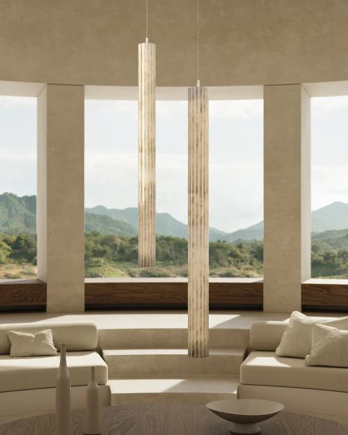 Vertical Roller Alabaster Pendant Light - Image 4
