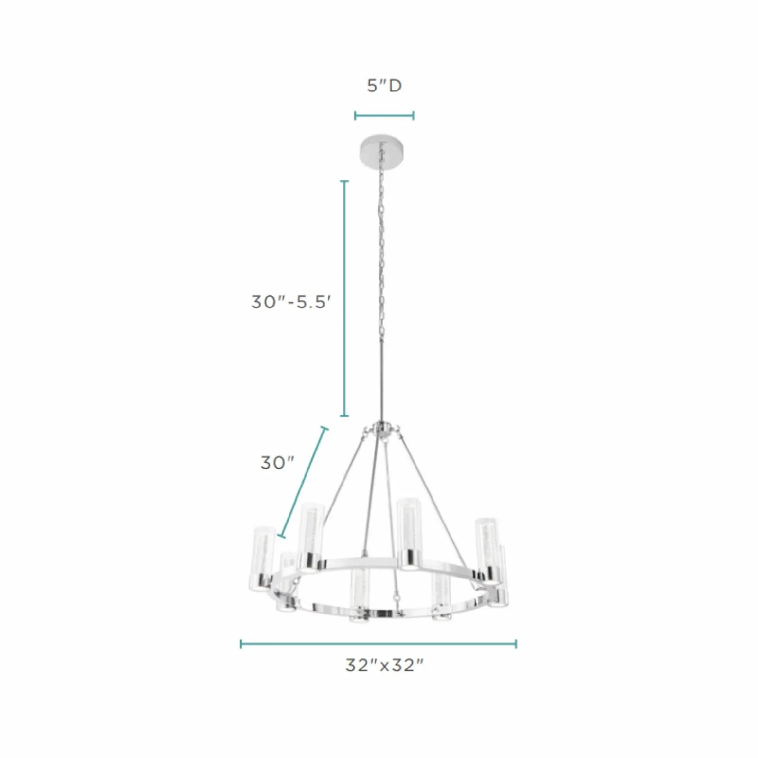 Victory 8 Light Chandelier //  Chrome - Image 5